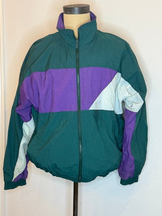 Oakton Other - Oakton Limited Vintage  Purple Green Ful Zip  Windbreaker Jacket Coat Men XL